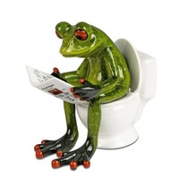 Dekofigur Frosch Mit Zeitung Auf Toilette 11Cm Kunststein Formano Froschhausen