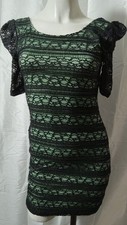 Liberty Love Black lace crochet dress size small short Sleeve Bodycon