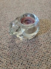 Made In The USA Glass Kitty Cat Kitten Candle Holder With Candle