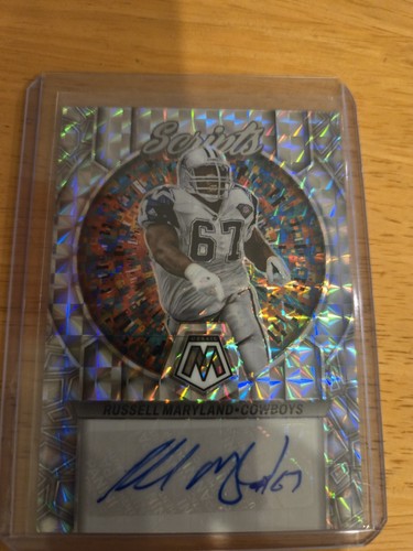 2023 Panini Mosaic Scripts Russell Maryland #S17 Auto Dallas Cowboys U Miami DT