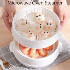 Microwave Oven Steamer with Vent Holes and Clear Lid for Easy Food Monitoring
