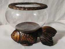 Vintage Wooden Fish Tank Glass Bowl Aquarium With Fish Stand