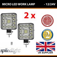 48W Small Square LED work lamp x2 flood light tractor recovery truck van 12v 24v