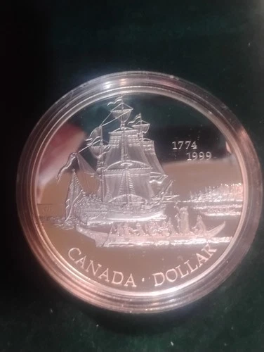 1999 Canadian .925 Silver Dollar proof Voyage Of Juan 25.175 grams !!
