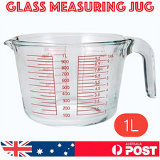 1L Glass Measuring Cup Jug Kitchen Baking Cooking Cup Microwave Dishwasher Safe