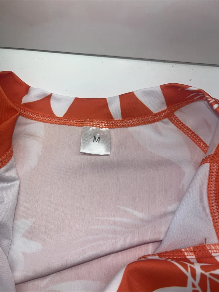 Trajes de baño de manga larga Century Star para mujer protector contra erupciones 6-8, 01 flor naranja Foto 4 de 4