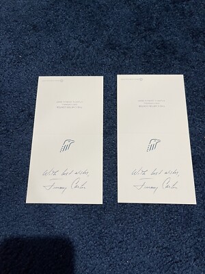 Pair (2) of Jimmy Carter PRINTED signature cards from The Carter Center