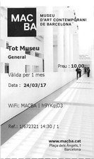 Eintrittskarte / Andenken / Souvenir MACBA Museu D'Art Contemporani De Barcelona