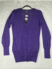 TWENTY By SEVENHILL Womens Purple Tight Knit Mid Length Cardigan Size Small BNWT