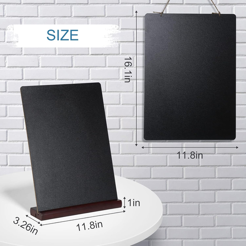 11.7X16.5 Inch Tabletop Chalkboard with Wood Base, Menu Chalkboard Stand, Messag - Picture 6 of 12