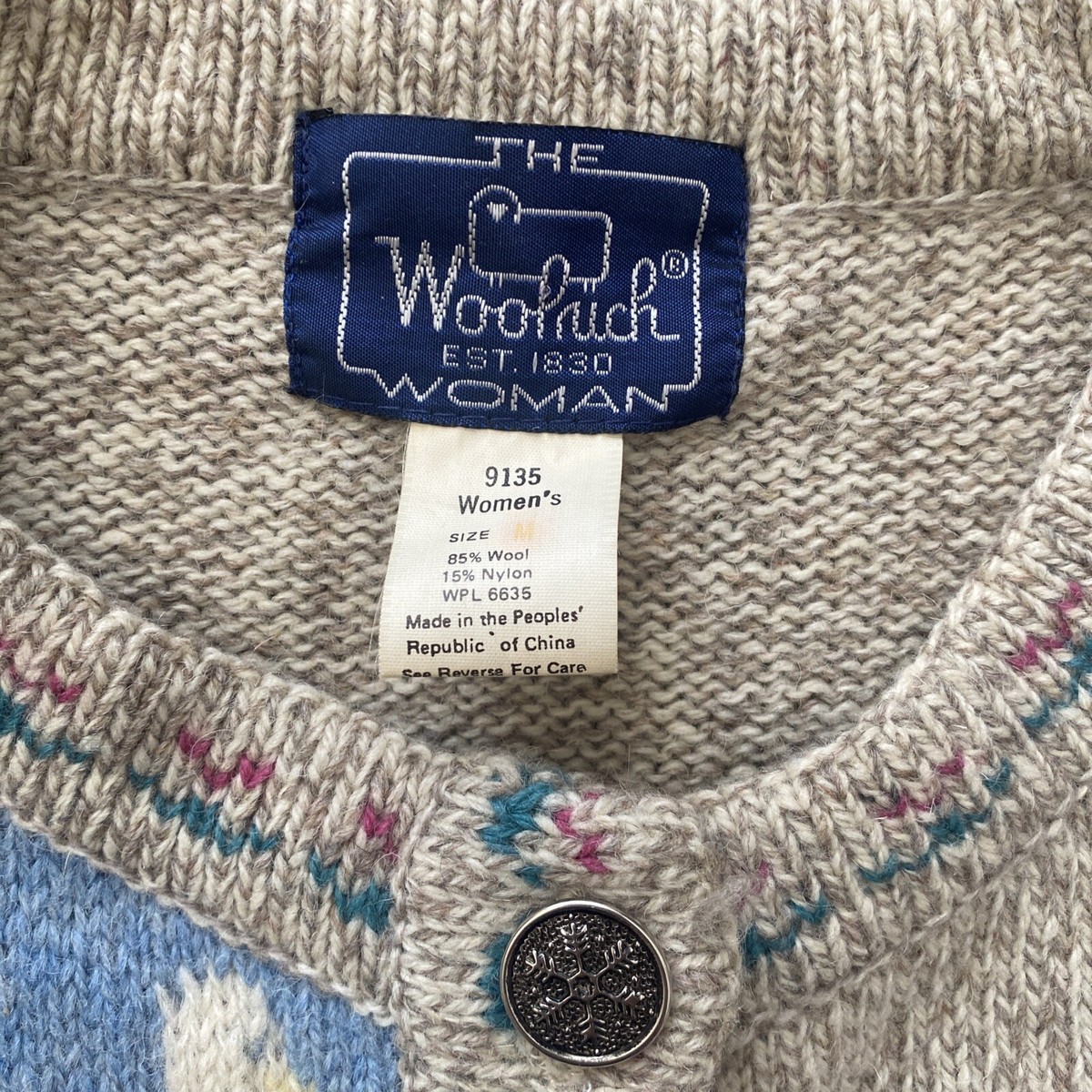 Vintage 70s 80s Woolrich Womens Wool Duck Apple Cardigan