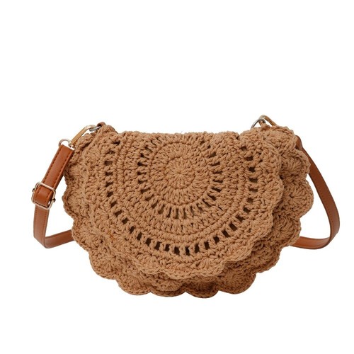 Retro Straw Crossbody Pouch Flower Edge Summer Beach Flip Pouch Female - Picture 7 of 16