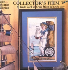 The Scarlet Thread COLLECTOR'S ITEM V Cross Stitch Leaflet OOP RARE boy seaside