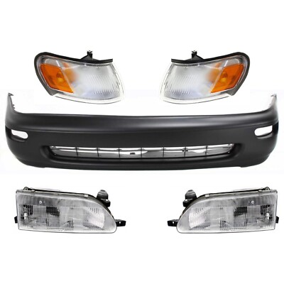 Front Bumper Cover & Corner Light & Headlight Kit for 1993-1997 Toyota Corolla