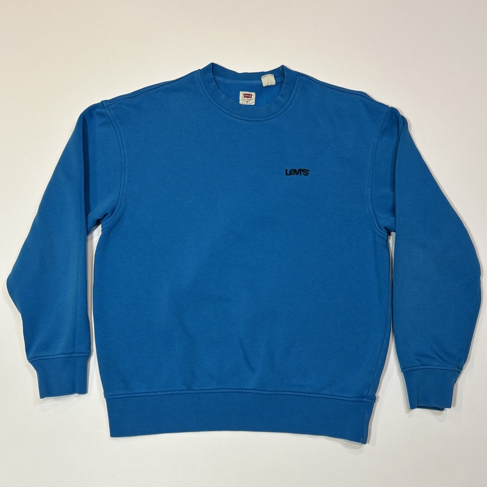 Levis Mens Sweatshirt Size Small Blue Relaxed Fit Crewneck Pullover Logo Classic
