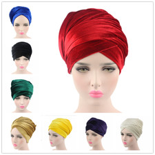 Muslim Women Ladies Velvet Long Tail Turban Hat Head Scarf Hijab Islam Cap Wrap