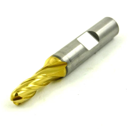 Niagara 1/4" Ball End Mill 4 Flute Cobalt TiN 3/8 Shank 5/8 Cut 2-7/16 OAL 54080