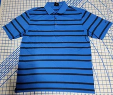 NIKE Golf DRI-FIT Blue With Black Stripes Polo Shirt Men's Size Large 