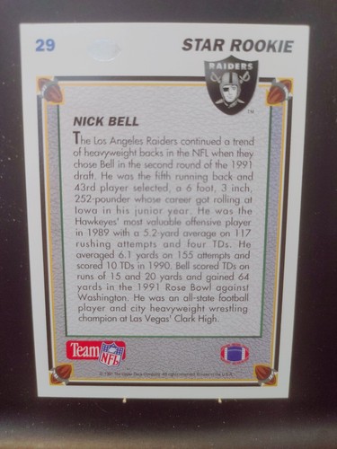 🏈1991 Upper Deck #29 Nick Bell C12-2 - Picture 8 of 8