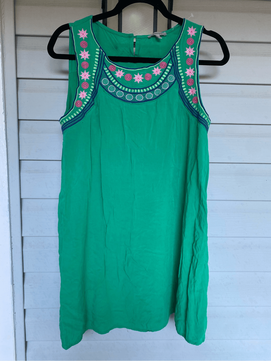 JODIFL Green Embroidered Pink Floral Sun Dress Size Medium | eBay JODIFL Green Embroidered Pink Floral Sun Dress Size Medium | eBay