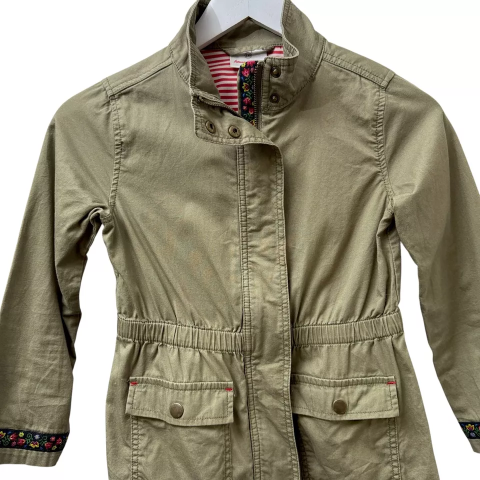 Chaqueta HANNA DIFFERENTSON Niñas Talla 8 Verde Oliva Utilidad Abrigo Ligero Algodón Niños Foto 2 de 4