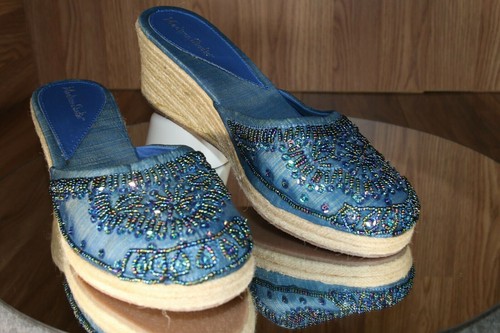 Madison Studio CAYMAN Stacked Wedge Bead Embellished Sandals Womens 10 - NWOB - Picture 2 of 12