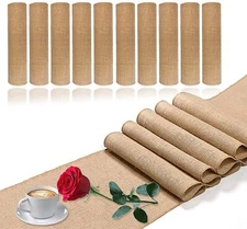 10pcs Burlap Table Runners |12 x 71 Inch | Rustic Table Runner for Country Vi...