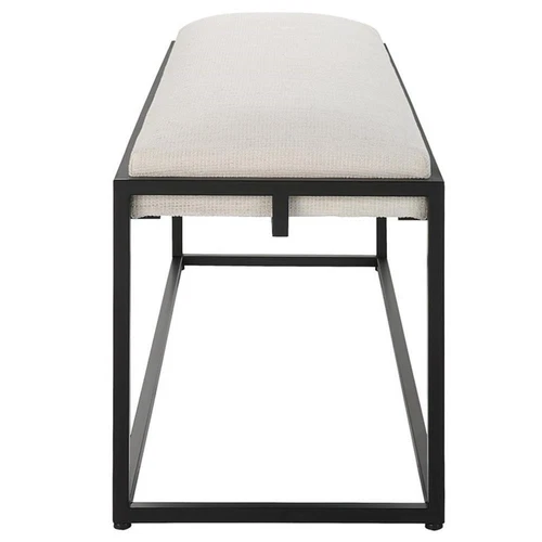 Uttermost Paradox Iron Metal and Fabric Bench in White/Matte Black - Picture 4 of 7