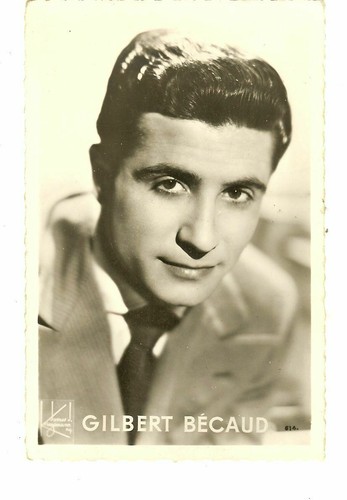 GILBERT BECAUD FRENCH SINGER & ACTOR 2 POST CARDS "1 IS AUTOGRAPHED" FREE SHIP - Picture 2 of 2