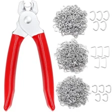 Ruibapa 285 pcs Hog Rings with Straight Hog Ring Pliers Kit 3/4" 1/2" 3/8 "Ga...