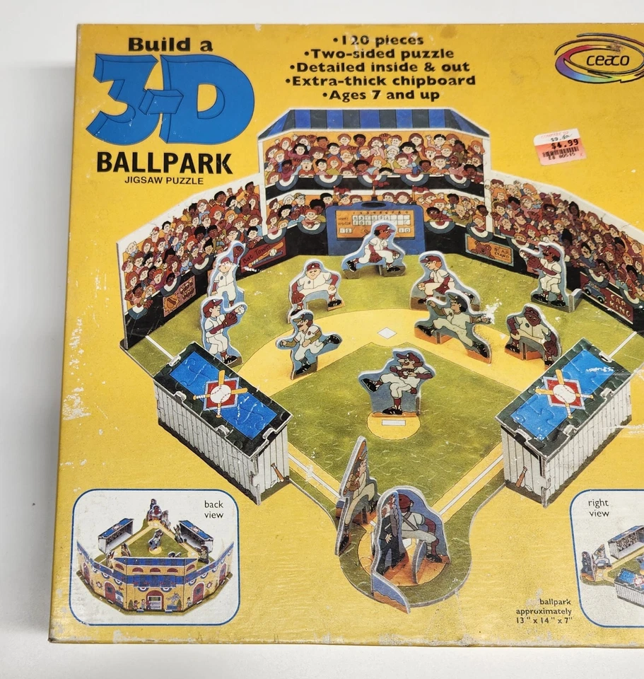 Rompecabezas Build a Baseball BallPark 3D de colección 1994 sellado completo - Ceaco Foto 3 de 4
