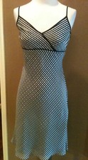 Y2K Ann Taylor 0 XS 100% Silk Striped Babydoll Polkadot Spaghetti Strap Dress￼