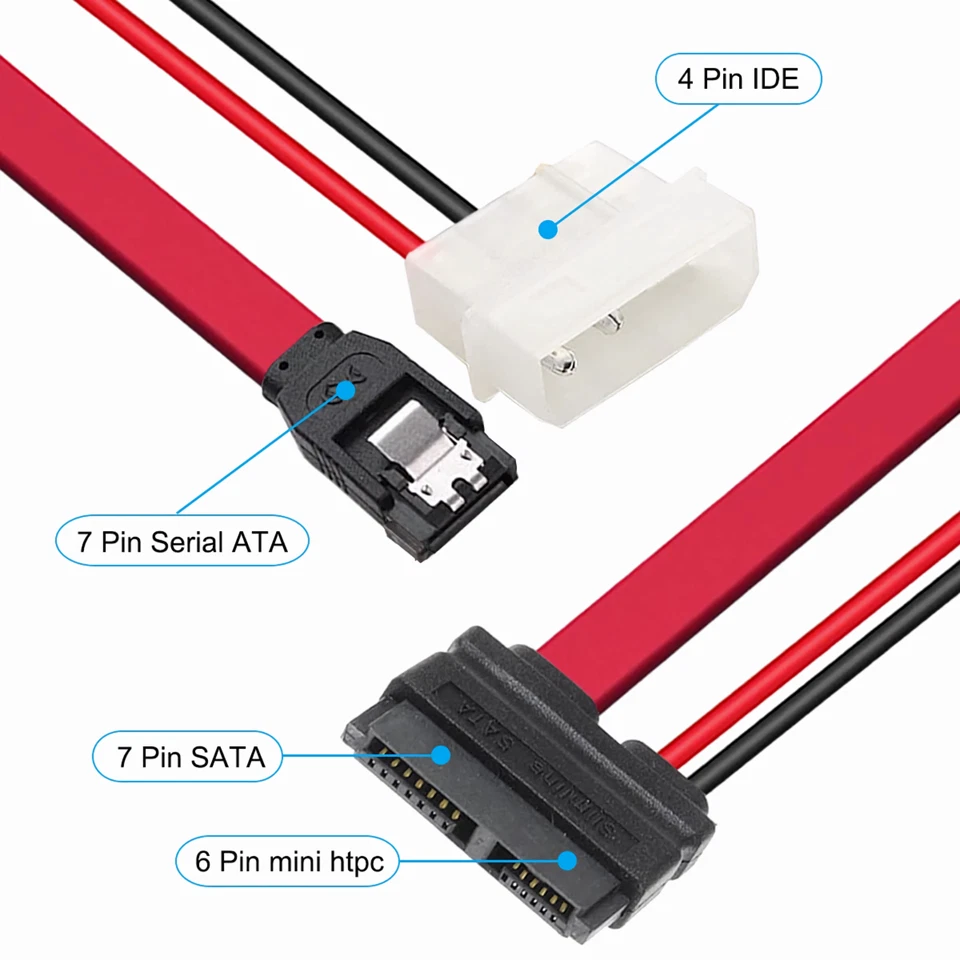 P30 SATA Slim Adapter 7+6pin Buchse auf 4pin Strom & 7pin SATA, 2pin belegt - Bild 4 von 4