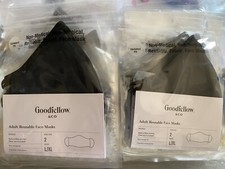 New Lot Of 10 Goodfellow Adult L/XL Black/Blue Reusable Face Masks
