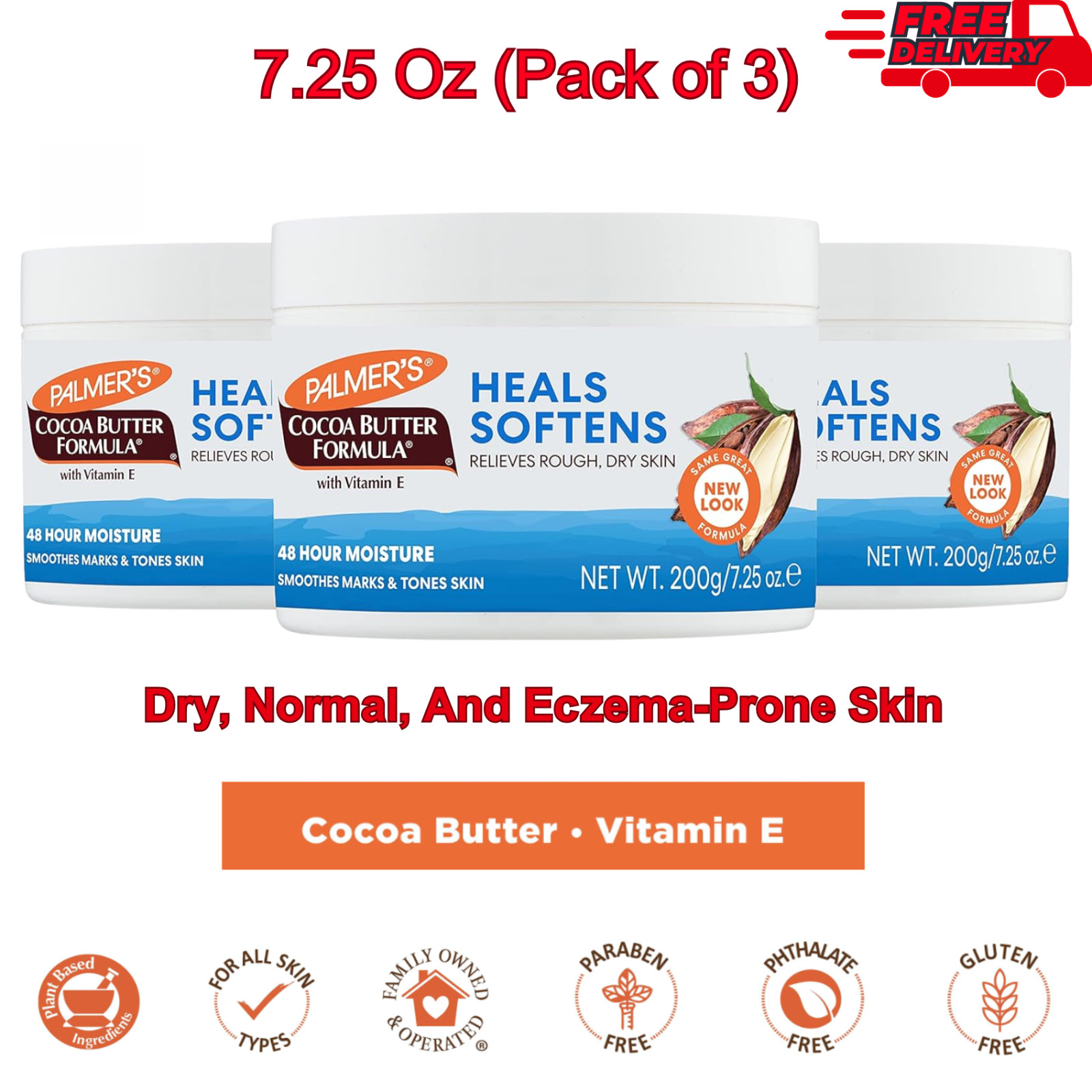 3 Pack Palmer&rsquo;s Cocoa Butter Formula Daily Skin Therapy, Solid, 7.25 Ounces