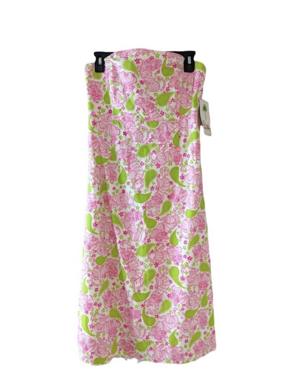 NWT Lilly Pulitzer Sabrina Strapless Dress 10 Pink Tiger Print