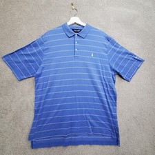 Polo Ralph Lauren Golf Shirt Men's Large Blue White Striped 100 Cotton Collared