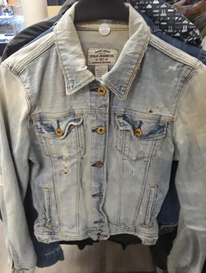 RALPH LAUREN POLO JEANS CO DISTRESSED DENIM TRUCKER JACKET XS rrl