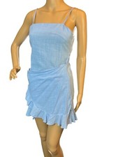 Shein Sleeveless Ruffle Summer Wrap Dress in Baby Blue Size Small