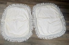 Two Vintage Boho White Cotton Pillow Shams With Fringe Made In USA - 25”X 18”