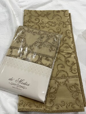 de  Medici Italy New 2pc Euro Shams 100% Cotton Sateen Gold 27x27 