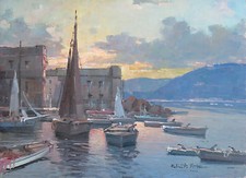 Fontana04 - “Tramonto sul mare”.Olio su tavola  del pittore Fortunato Fontana 