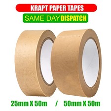 Brown Kraft Paper Tape 50M x 25mm & 38mm Eco Parcel Packaging Roll – frame tape