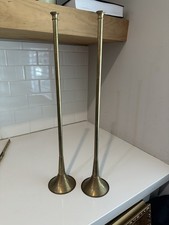 Vintage Trumpet Post Tube Brass Copper Bronze 21 Decor Horn Set Of 2