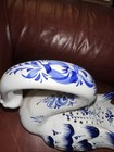 Ceramic Swan 12” X 12" Hand Painted Vase / Flower Holder Made In Portugal — photo 3