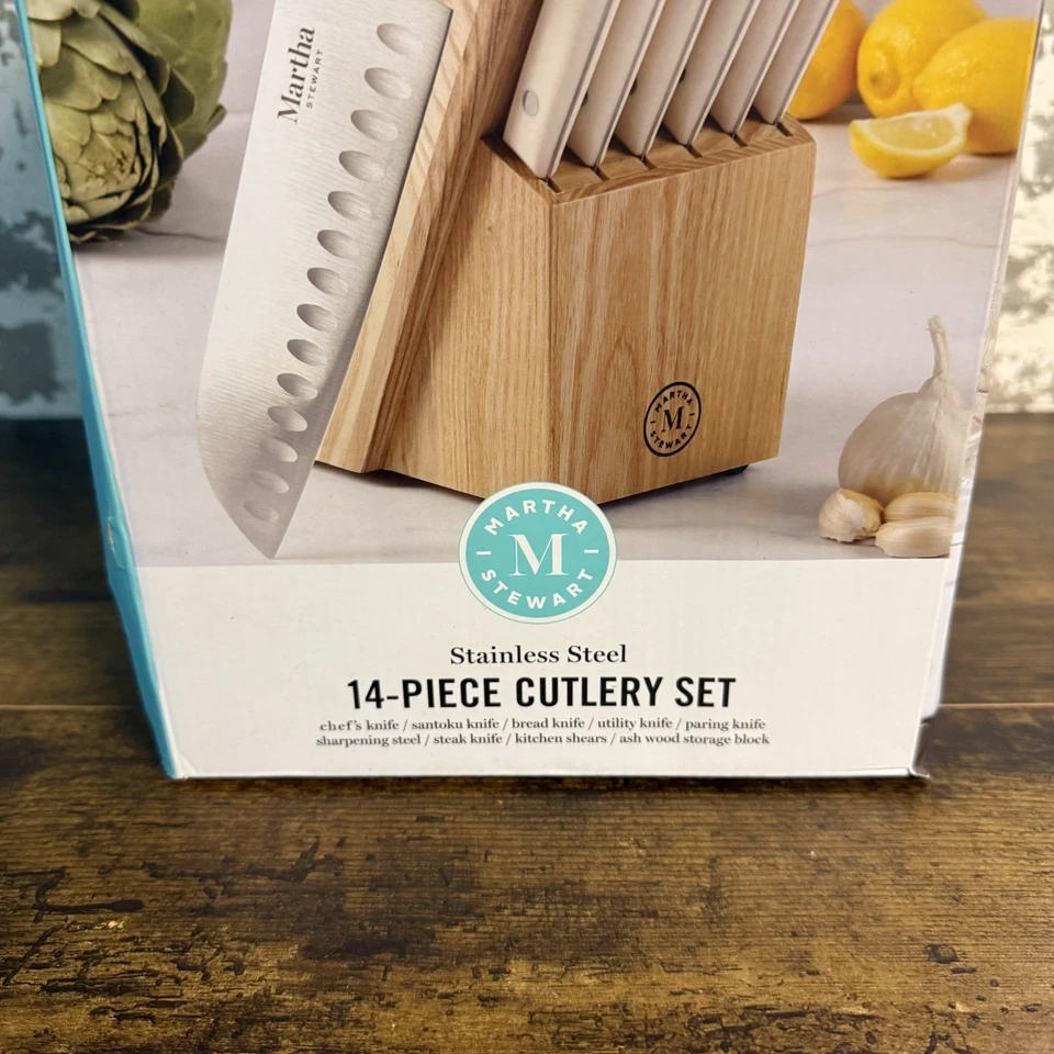 Juego de cuchillos cubiertos de acero inoxidable de alto carbono de 14 piezas MARTHA STEWART Eastwalk Foto 2 de 4