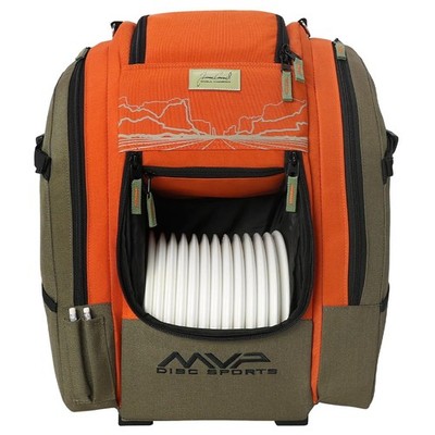MVP Disc Sports James Conrad Voyager Slim Backpack Disc Golf Bag Olive/Orange