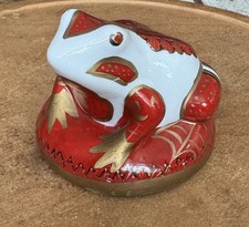 Elizabeth Arden Ceramic Frog Pomander Sachet Red Gold White — listing 3