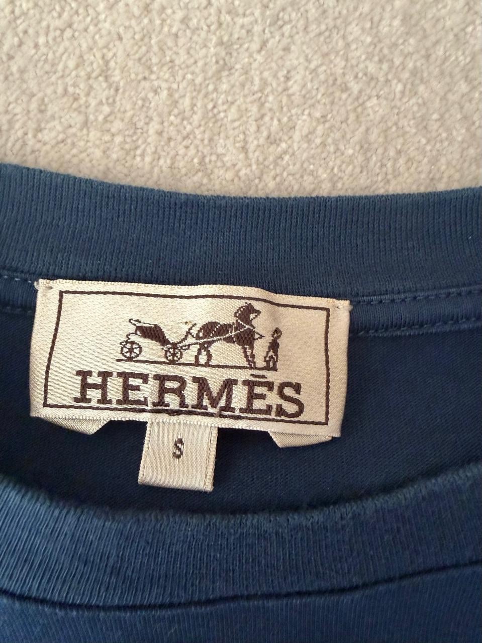 hermes navy blue shirt with horse print size small image 3