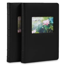 2-Pack Bonded Leather Photo Albums, Photo Album 5x7 & 4x6 Slots, Black